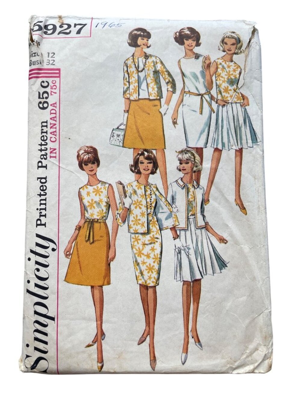 Vintage 60s Simplicity 5927 Pattern Size 12 Dress or Blouse Skirts Jacket CUT